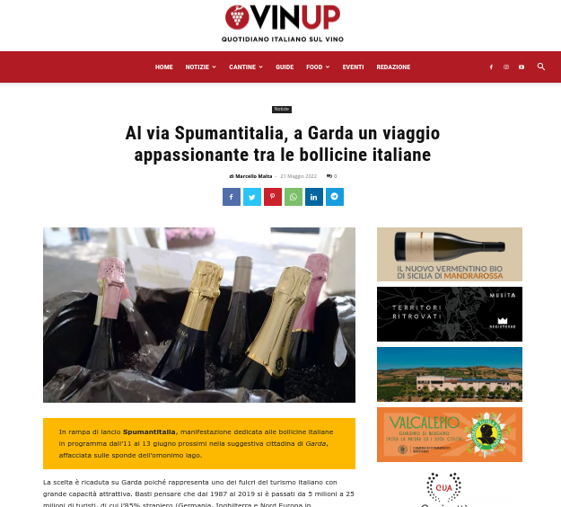 VinUp: Al via Spumantitalia, a Garda un viaggio appassionante tra le bollicine italiane