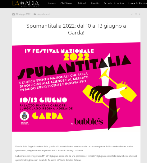La Madia: Spumantitalia 2022: dal 10 al 13 giugno a Garda!