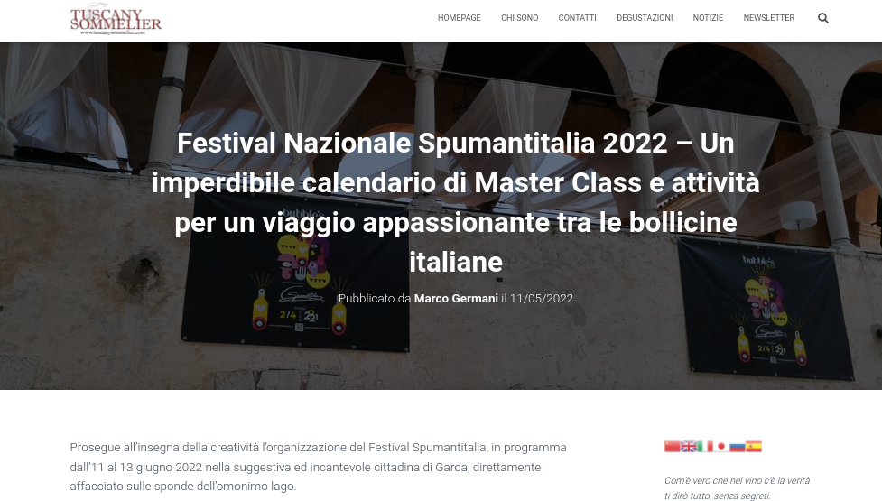 Tuscany Sommelier: Festival Nazionale Spumantitalia 2022 – Un imperdibile calendario di Master Class e attività per un viaggio appassionante tra le bollicine italiane