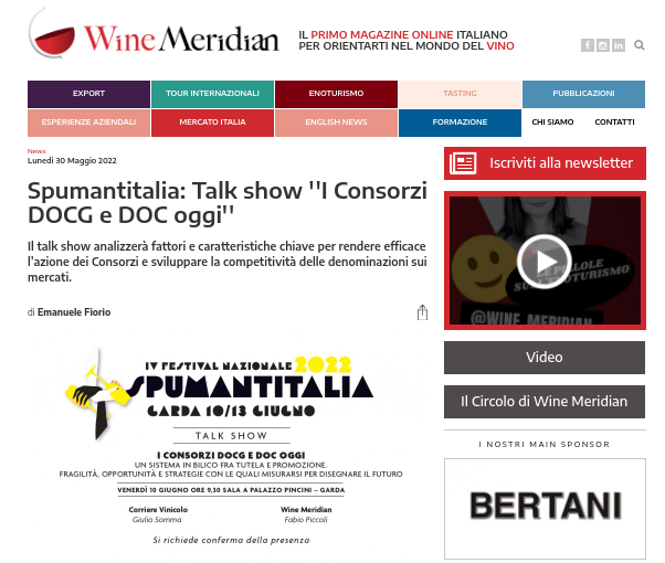 Wine Meridian: Spumantitalia: Talk show ”I Consorzi DOCG e DOC oggi”