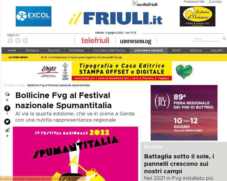 ilFriuli.it: Bollicine Fvg al Festival nazionale Spumantitalia